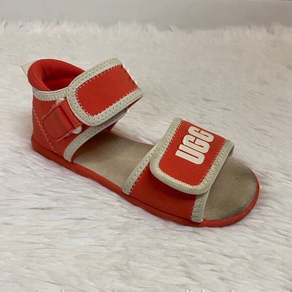 UGG Kids Delta Sandal Pop Coral Adjustable Hook And Loop Size 12 - Picture 1 of 7